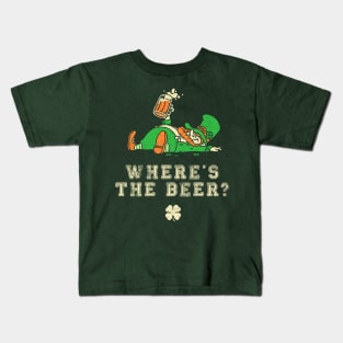 St. Patrick's Day Funny Shirt - Where's the Beer? Kids T-Shirt